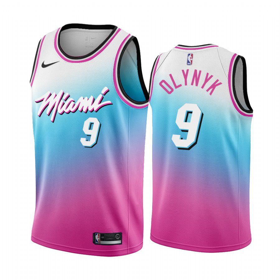Men Miami Heat 9 kelly olynyk blue pick city edition vice 2020 nba jersey